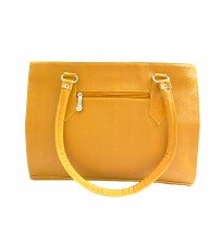 Fragrance Quality Leather Ladies Hand Bags, Prefect Design, 2 Compartments, Mustard Color